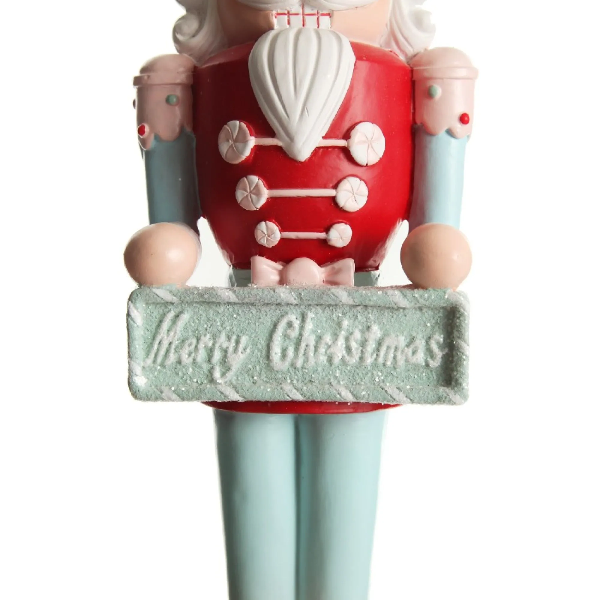 Pastel Nutcracker Ornament holding Merry Christmas Sign Best Sale