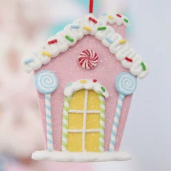 Pastel Pink Candy Gingerbread House Tree Decoration Best