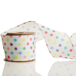 Pastel Polka Dot Ribbon with Wired Edge Shop