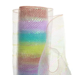Pastel Stripe Metallic Thread Decomesh Roll Hot