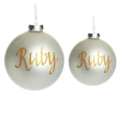 Pearl Glass Personalised Christmas Bauble Outlet