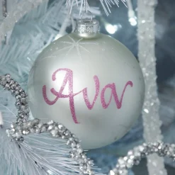 Pearl Glass Personalised Christmas Bauble Outlet