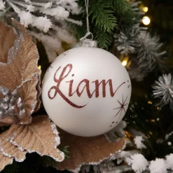 Pearl Glass Personalised Christmas Bauble Outlet