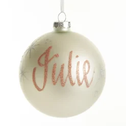 Pearl Glass Personalised Christmas Bauble Outlet