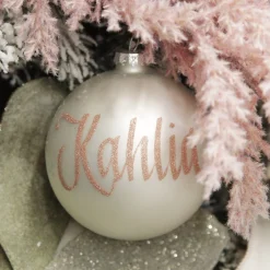 Pearl Glass Personalised Christmas Bauble Outlet