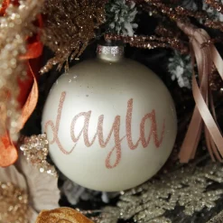 Pearl Glass Personalised Christmas Bauble Outlet