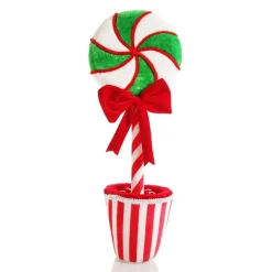 Peppermint Velvet Lollipop in Candy Cane Stripe Topiary Pot Clearance