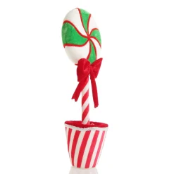 Peppermint Velvet Lollipop in Candy Cane Stripe Topiary Pot Clearance