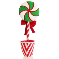 Peppermint Velvet Lollipop in Candy Cane Stripe Topiary Pot Clearance