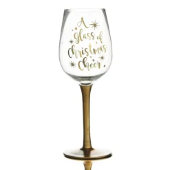 Personalised 'A Glass of Christmas Cheer' Wine Glass Gold Stem Discount