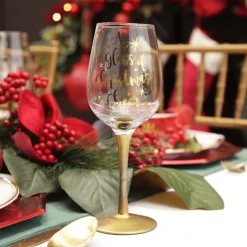 Personalised 'A Glass of Christmas Cheer' Wine Glass Gold Stem Discount