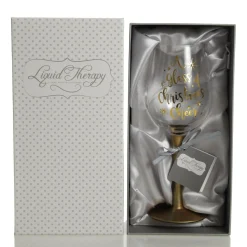 Personalised 'A Glass of Christmas Cheer' Wine Glass Gold Stem Discount
