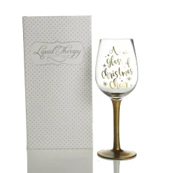 Personalised 'A Glass of Christmas Cheer' Wine Glass Gold Stem Discount