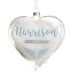 Personalised Angel Wings Feather Glass Heart Hot