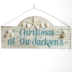 Personalised Arched Beach Christmas Wood Plaque Hot