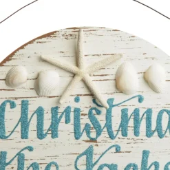 Personalised Arched Beach Christmas Wood Plaque Hot