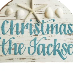 Personalised Arched Beach Christmas Wood Plaque Hot