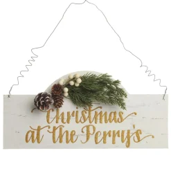Personalised Arched Country Christmas Wood Plaque with White Berry Flash Sale