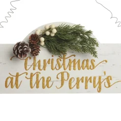 Personalised Arched Country Christmas Wood Plaque with White Berry Flash Sale