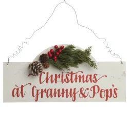 Personalised Arched Country Christmas Wood Plaque with Red Berry Cheap