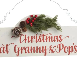 Personalised Arched Country Christmas Wood Plaque with Red Berry Cheap