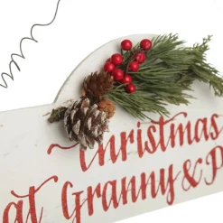 Personalised Arched Country Christmas Wood Plaque with Red Berry Cheap