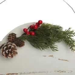 Personalised Arched Country Christmas Wood Plaque with Red Berry Cheap