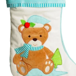 Personalised Baby Blue Teddy Bear Christmas Stocking Outlet
