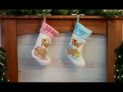 Personalised Baby Blue Teddy Bear Christmas Stocking Outlet