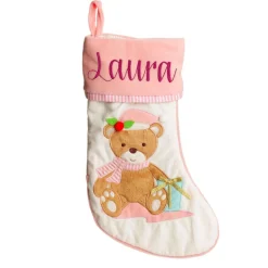 Personalised Baby Pink Teddy Bear Christmas Stocking Hot