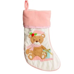 Personalised Baby Pink Teddy Bear Christmas Stocking Hot