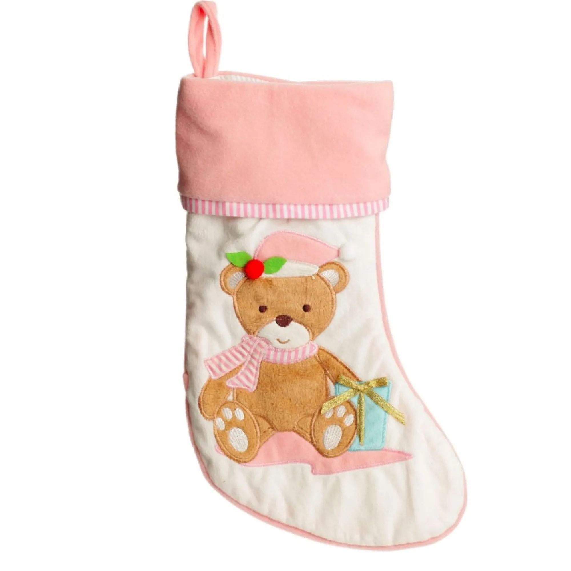 Personalised Baby Pink Teddy Bear Christmas Stocking Hot