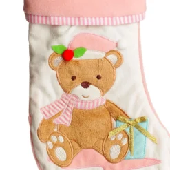 Personalised Baby Pink Teddy Bear Christmas Stocking Hot