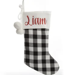 Personalised Black and White Buffalo Check Christmas Stocking Fashion