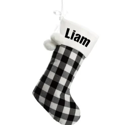 Personalised Black and White Buffalo Check Christmas Stocking Fashion