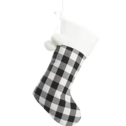 Personalised Black and White Buffalo Check Christmas Stocking Fashion