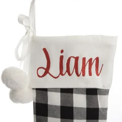 Personalised Black and White Buffalo Check Christmas Stocking Fashion