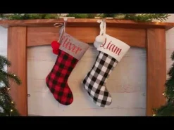 Personalised Black and White Buffalo Check Christmas Stocking Fashion