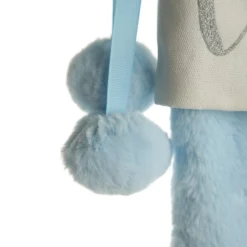 Personalised Blue Fur Christmas Stocking with Pom Poms Cheap