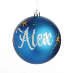 Personalised Blue Shatterproof Christmas Bauble Best