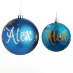 Personalised Blue Shatterproof Christmas Bauble Best