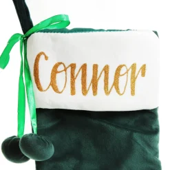 Personalised Bottle Green Velvet Christmas Stocking Outlet