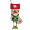 Personalised Boy Elf Christmas Stocking with Dangly Legs Cheap