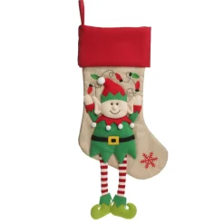 Personalised Boy Elf Christmas Stocking with Dangly Legs Cheap