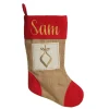 Personalised Burlap and Linen Bauble Stocking with Red Trim Outlet