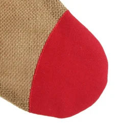 Personalised Burlap and Linen Bauble Stocking with Red Trim Outlet