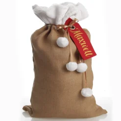 Personalised Burlap and White Fur Santa Sack Best