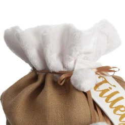 Personalised Burlap and White Fur Santa Sack Best