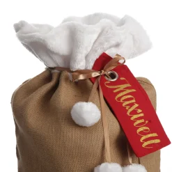 Personalised Burlap and White Fur Santa Sack Best