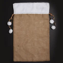 Personalised Burlap and White Fur Santa Sack Best